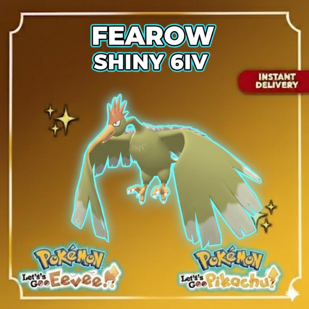 Shiny FEAROW 6IV Competitive Battle Ready - Pokémon Let's Go Pikachu & Eevee digital Pokémon trade by PokeTradingShop
