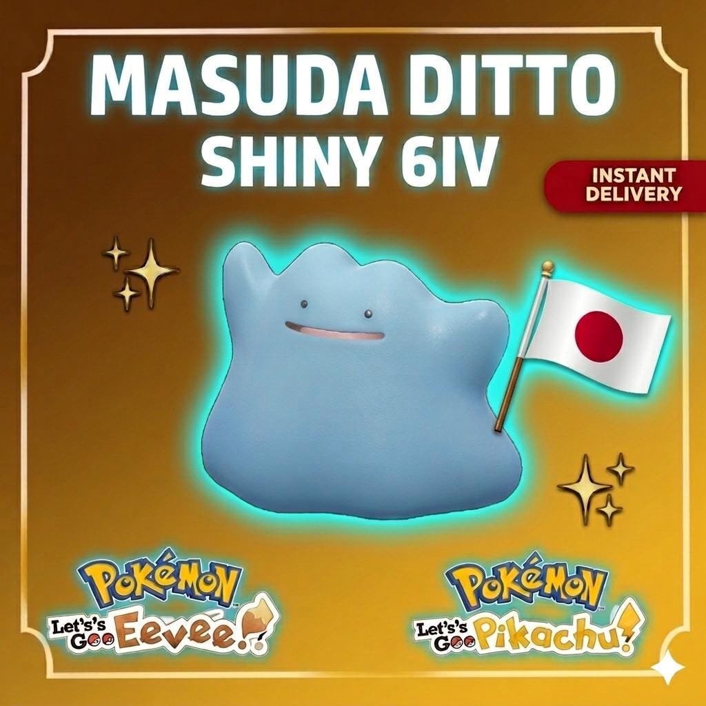 SHINY 6IV DITTO Modest Japanese Masuda Pokemon Pokémon Lets Go Pikachu and Lets Go - Pokémon Let's Go Pikachu & Eevee digital