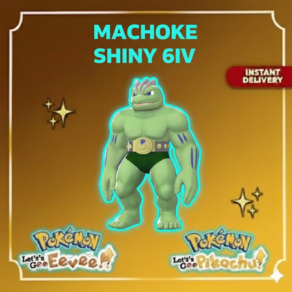 Shiny MACHOKE Pokémon Lets Go Pikachu Eevee 6IV Competitive Battle Ready - Pokémon Let's Go Pikachu & Eevee digital Pokémon