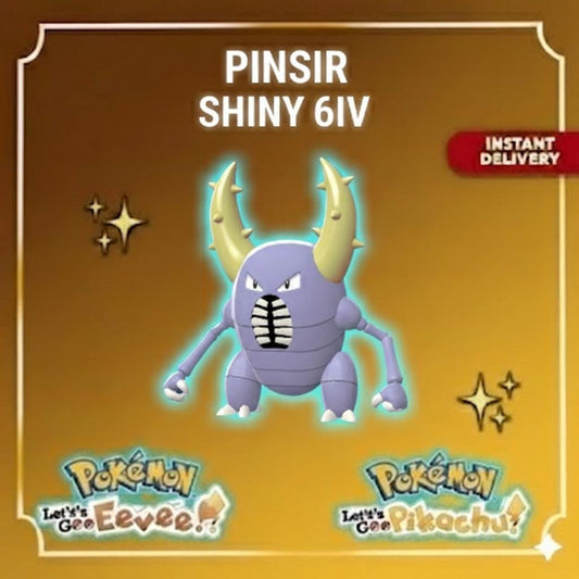 Shiny Pinsir Lets Go Pikachu Eevee 6IV Competitive Battle Ready - Pokémon Let's Go Pikachu & Eevee digital Pokémon trade by