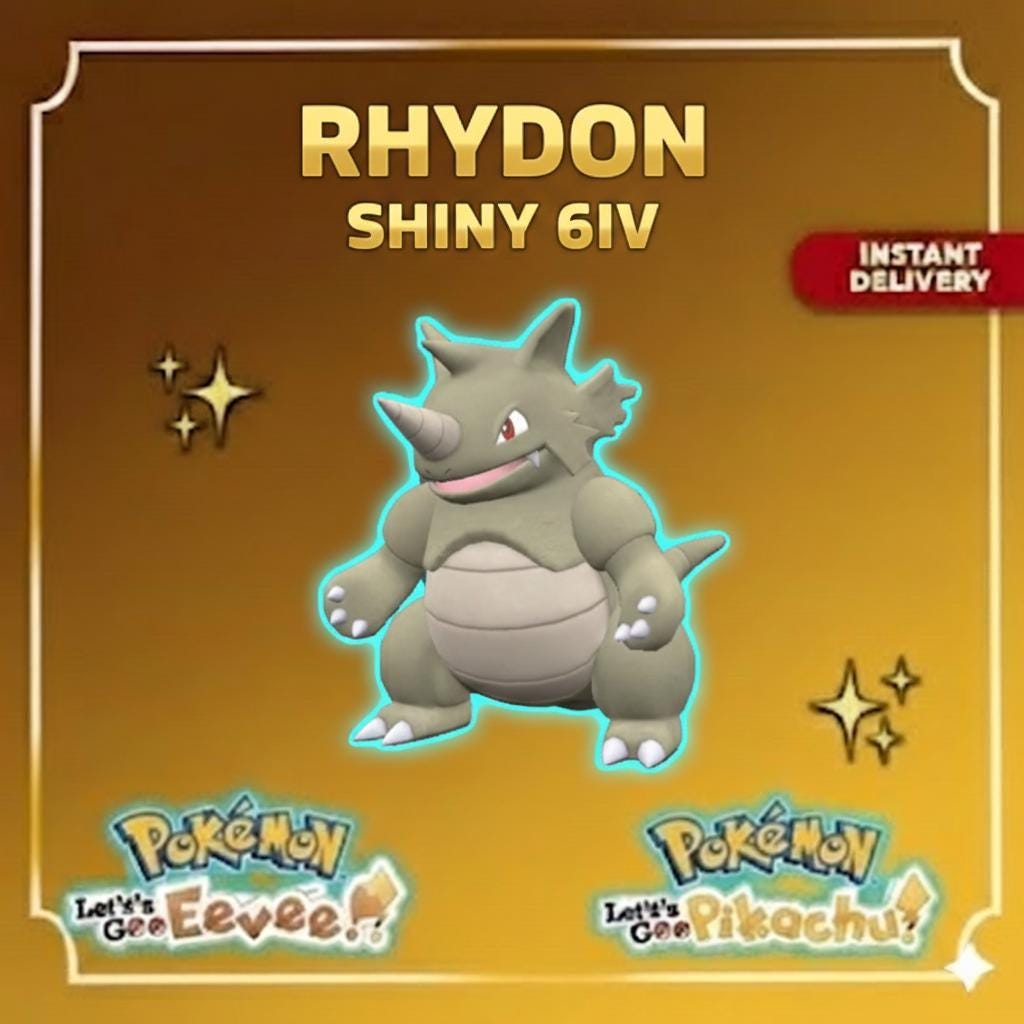Shiny Rhydon Lets Go Pikachu Eevee 6IV Competitive Battle Ready - Pokémon Let's Go Pikachu & Eevee digital Pokémon trade by