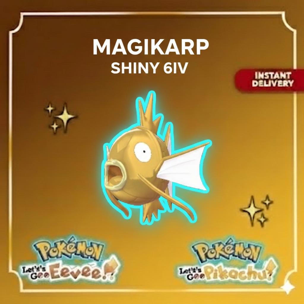 Shiny Magikarp Lets Go Pikachu Eevee 6IV Competitive Battle Ready - Pokémon Let's Go Pikachu & Eevee digital Pokémon trade by