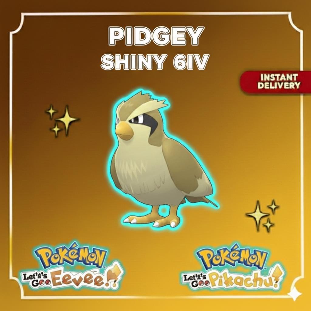 Shiny PIDGEY 6IV Competitive Battle Ready - Pokémon Let's Go Pikachu & Eevee digital Pokémon trade by PokeTradingShop