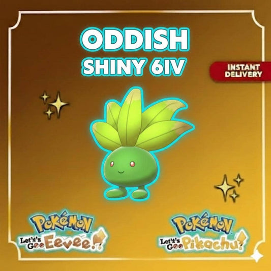 Shiny ODDISH Pokémon Lets Go Pikachu Eevee 6IV Competitive Battle Ready - Pokémon Let's Go Pikachu & Eevee digital Pokémon
