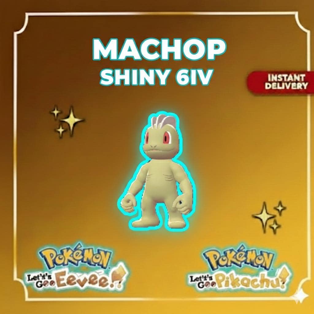 Shiny MACHOP Pokémon Lets Go Pikachu Eevee 6IV Competitive Battle Ready - Pokémon Let's Go Pikachu & Eevee digital Pokémon