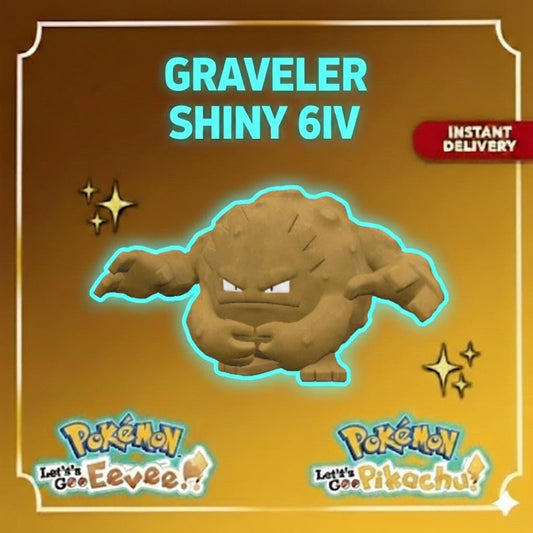 Shiny GRAVELER Pokémon Lets Go Pikachu Eevee 6IV Competitive Battle Ready - Pokémon Let's Go Pikachu & Eevee digital Pokémon