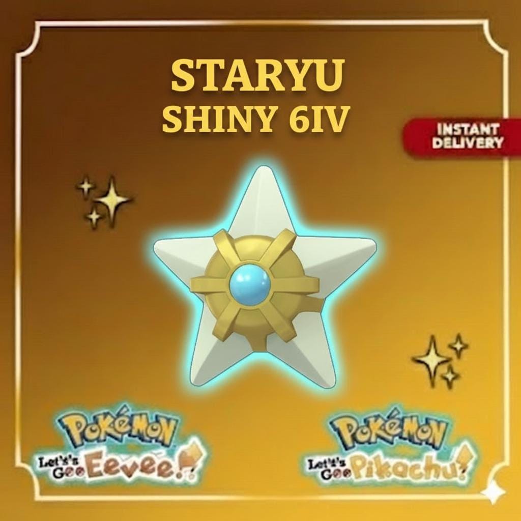 Shiny Staryu Lets Go Pikachu Eevee 6IV Competitive Battle Ready - Pokémon Let's Go Pikachu & Eevee digital Pokémon trade by