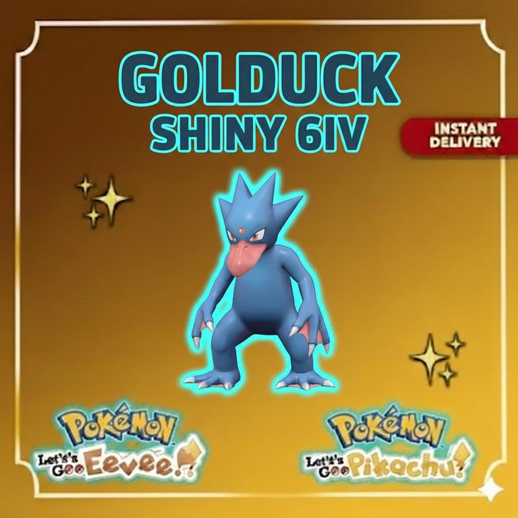 Shiny GOLDUCK Pokémon Lets Go Pikachu Eevee 6IV Competitive Battle Ready - Pokémon Let's Go Pikachu & Eevee digital Pokémon