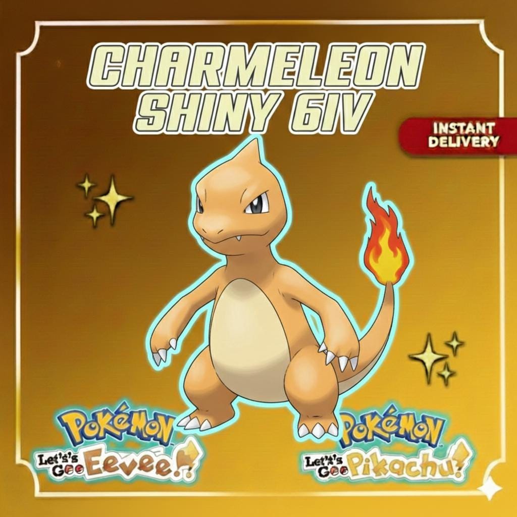 Shiny CHARMELEON Pokémon Lets Go Pikachu Eevee 6IV Competitive Battle Ready - Pokémon Let's Go Pikachu & Eevee digital