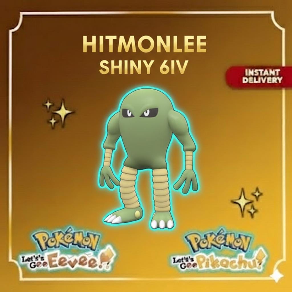 Shiny Hitmonlee Lets Go Pikachu Eevee 6IV Competitive Battle Ready - Pokémon Let's Go Pikachu & Eevee digital Pokémon trade