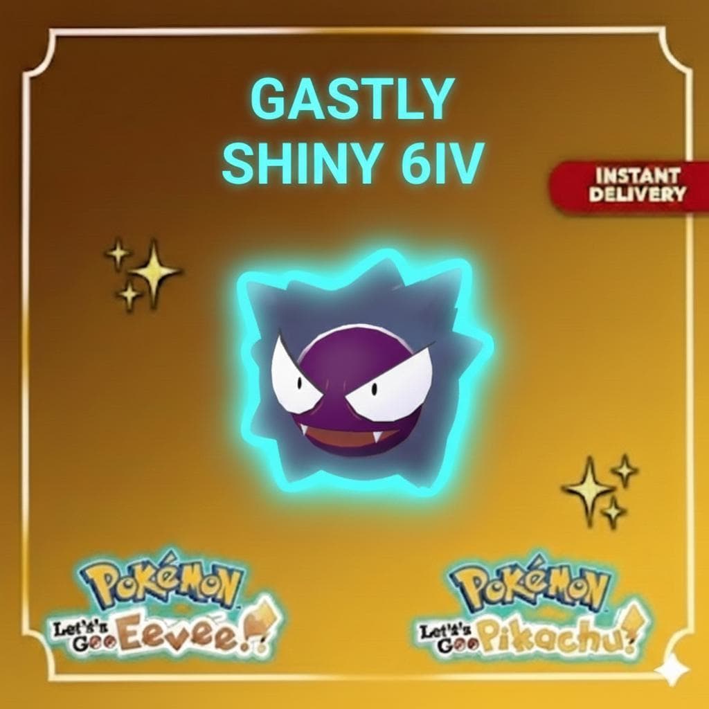 Shiny GASTLY Pokémon Lets Go Pikachu Eevee 6IV Competitive Battle Ready - Pokémon Let's Go Pikachu & Eevee digital Pokémon