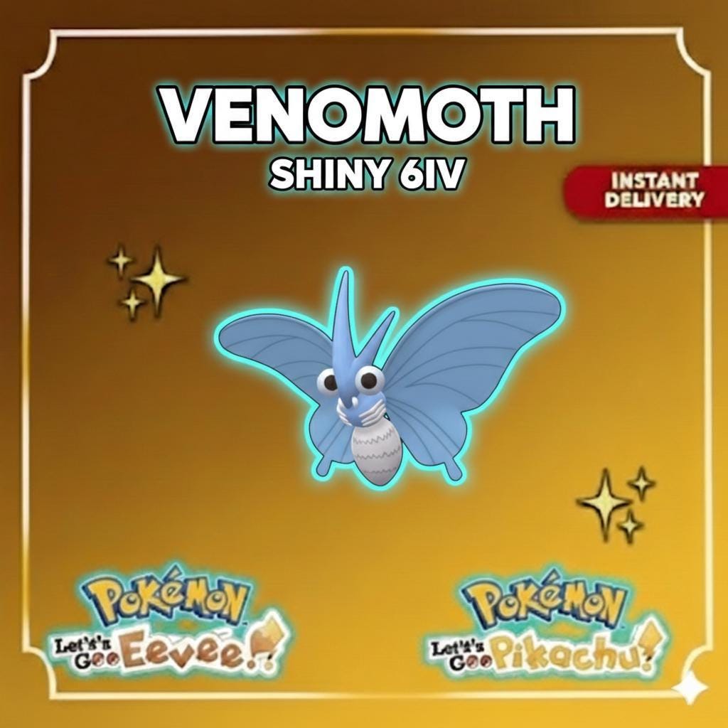Shiny VENOMOTH Pokémon Lets Go Pikachu Eevee 6IV Competitive Battle Ready - Pokémon Let's Go Pikachu & Eevee digital Pokémon