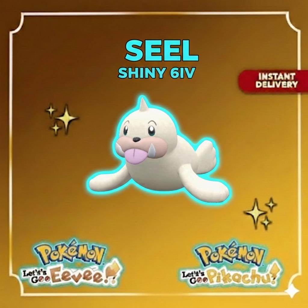 Shiny SEEL Pokémon Lets Go Pikachu Eevee 6IV Competitive Battle Ready - Pokémon Let's Go Pikachu & Eevee digital Pokémon
