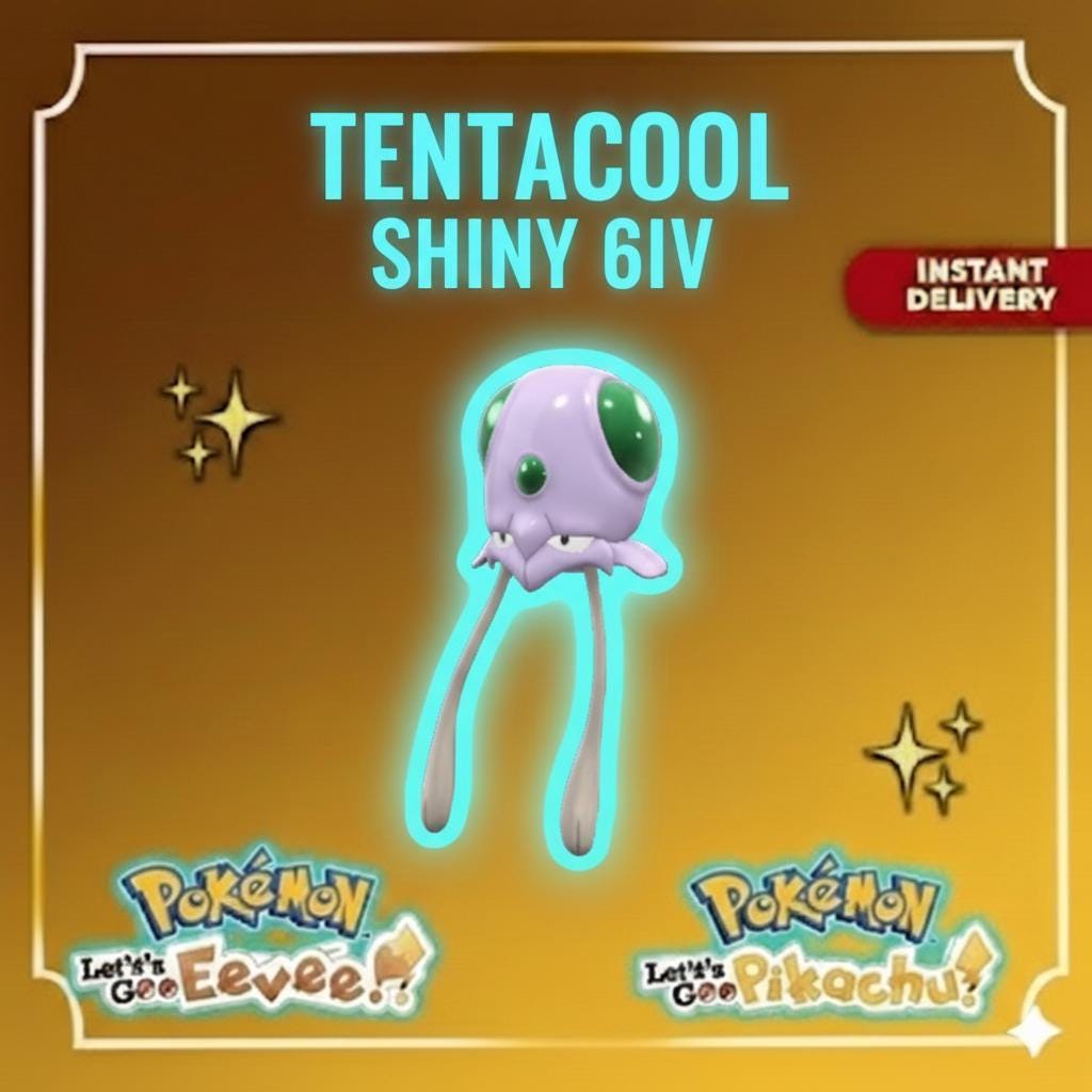 Shiny TENTACOOL Pokémon Lets Go Pikachu Eevee 6IV Competitive Battle Ready - Pokémon Let's Go Pikachu & Eevee digital Pokémon