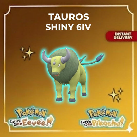 Shiny Tauros Lets Go Pikachu Eevee 6IV Competitive Battle Ready - Pokémon Let's Go Pikachu & Eevee digital Pokémon trade by