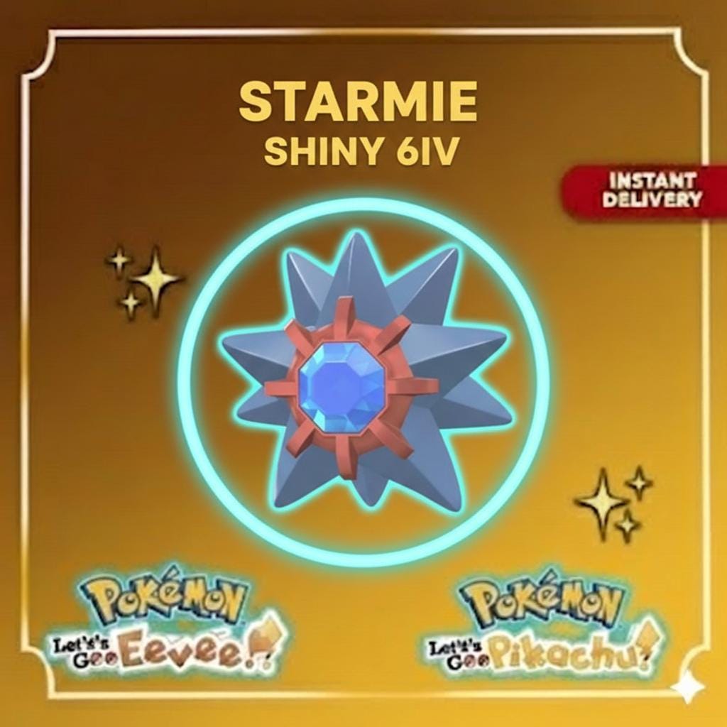 Shiny Starmie Lets Go Pikachu Eevee 6IV Competitive Battle Ready - Pokémon Let's Go Pikachu & Eevee digital Pokémon trade by