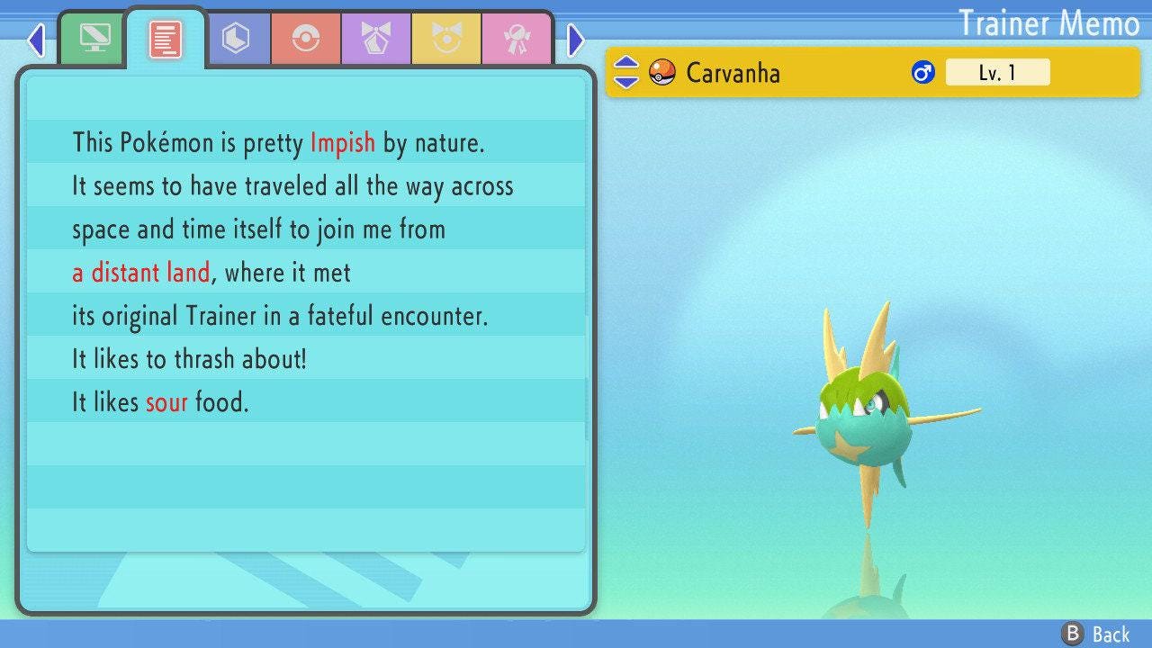 SHINY 6IV CARVANHA Pokemon Brilliant Diamond Shining Pearl 6IV Competitive Battle - Pokémon Brilliant Diamond & Shining Pearl