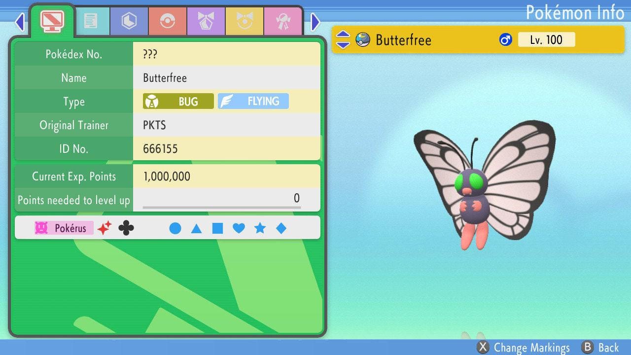 SHINY 6IV BUTTERFREE Pokemon Brilliant Diamond Shining Pearl 6IV Competitive Battle Ready