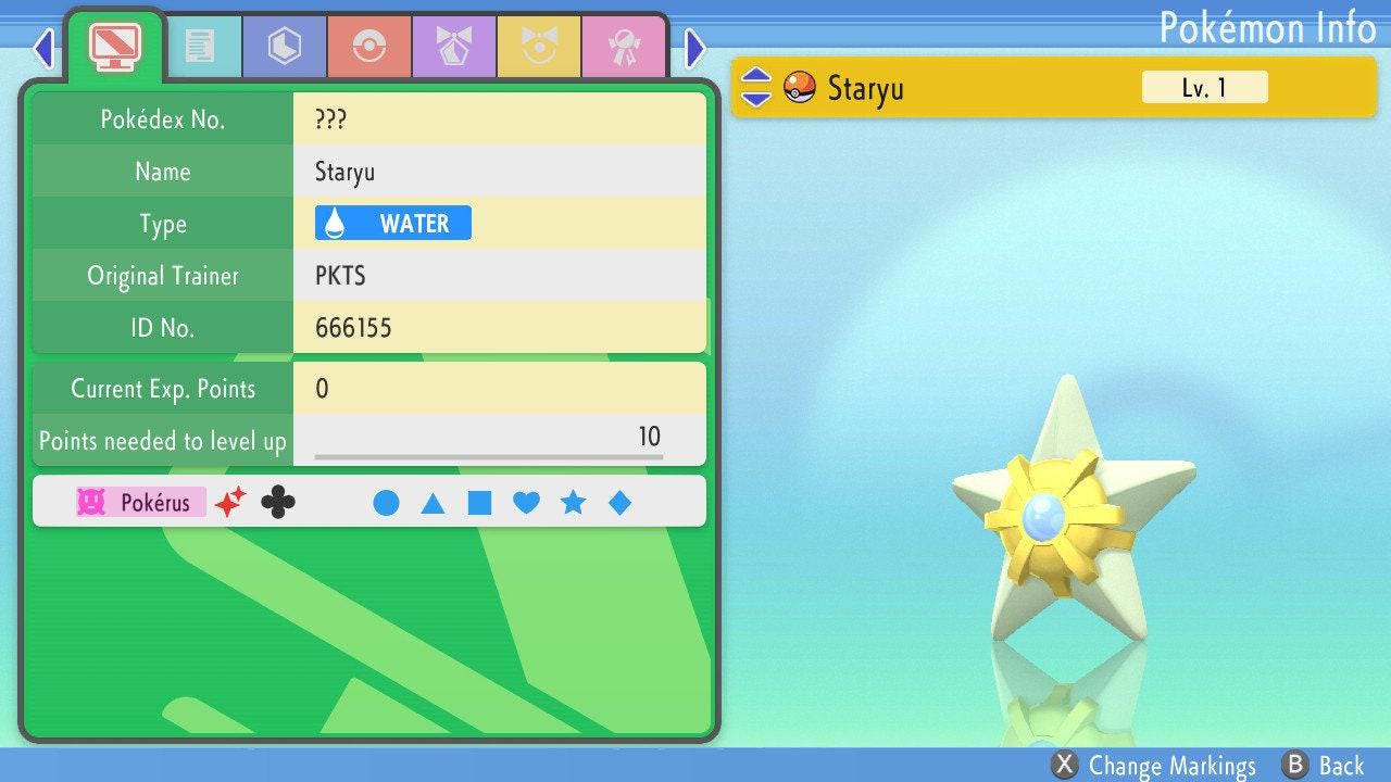SHINY 6IV STARYU Pokémon Brilliant Diamond and Shining Pearl 6IV Competitive - Pokémon Brilliant Diamond & Shining Pearl
