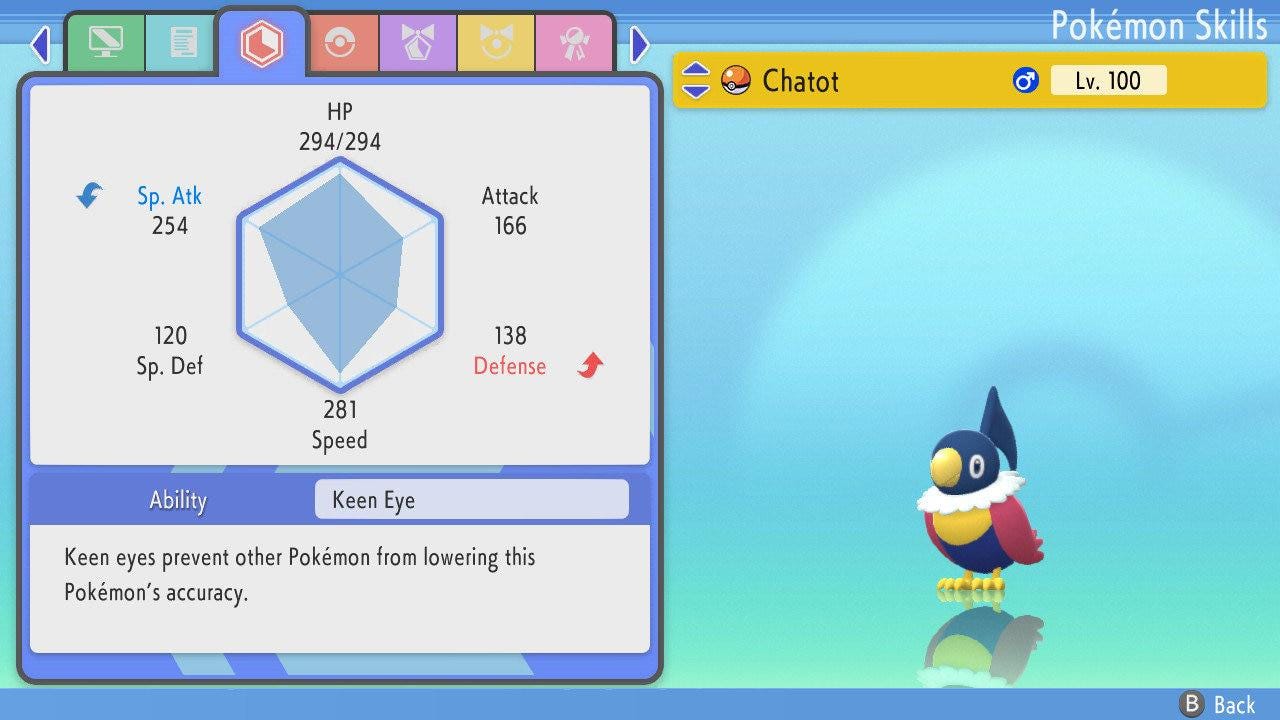 SHINY 6IV CHATOT Pokémon Brilliant Diamond and Shining Pearl 6IV Competitive - Pokémon Brilliant Diamond & Shining Pearl