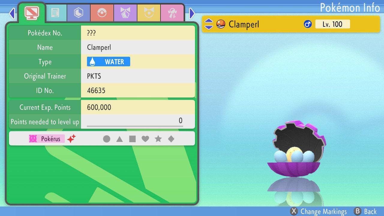SHINY 6IV CLAMPERL Pokemon Brilliant Diamond Shining Pearl 6IV Competitive Battle - Pokémon Brilliant Diamond & Shining Pearl