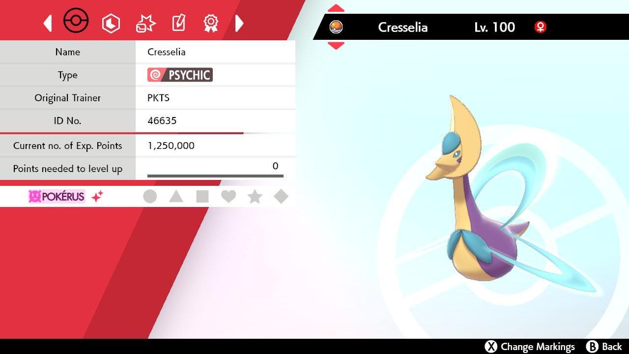 Shiny CRESSELIA Pokemon Sword Shield 6IV Competitive Battle Ready - Pokémon Sword & Shield digital Pokémon trade by