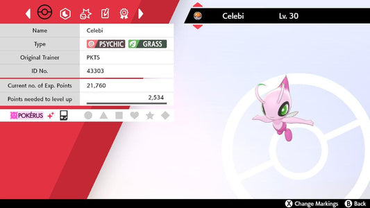 Shiny Celebi Lv. 30 Crystal Origin Event Pokérus Pokémon HOME Trade Sword Shield - Pokémon Sword & Shield digital Pokémon