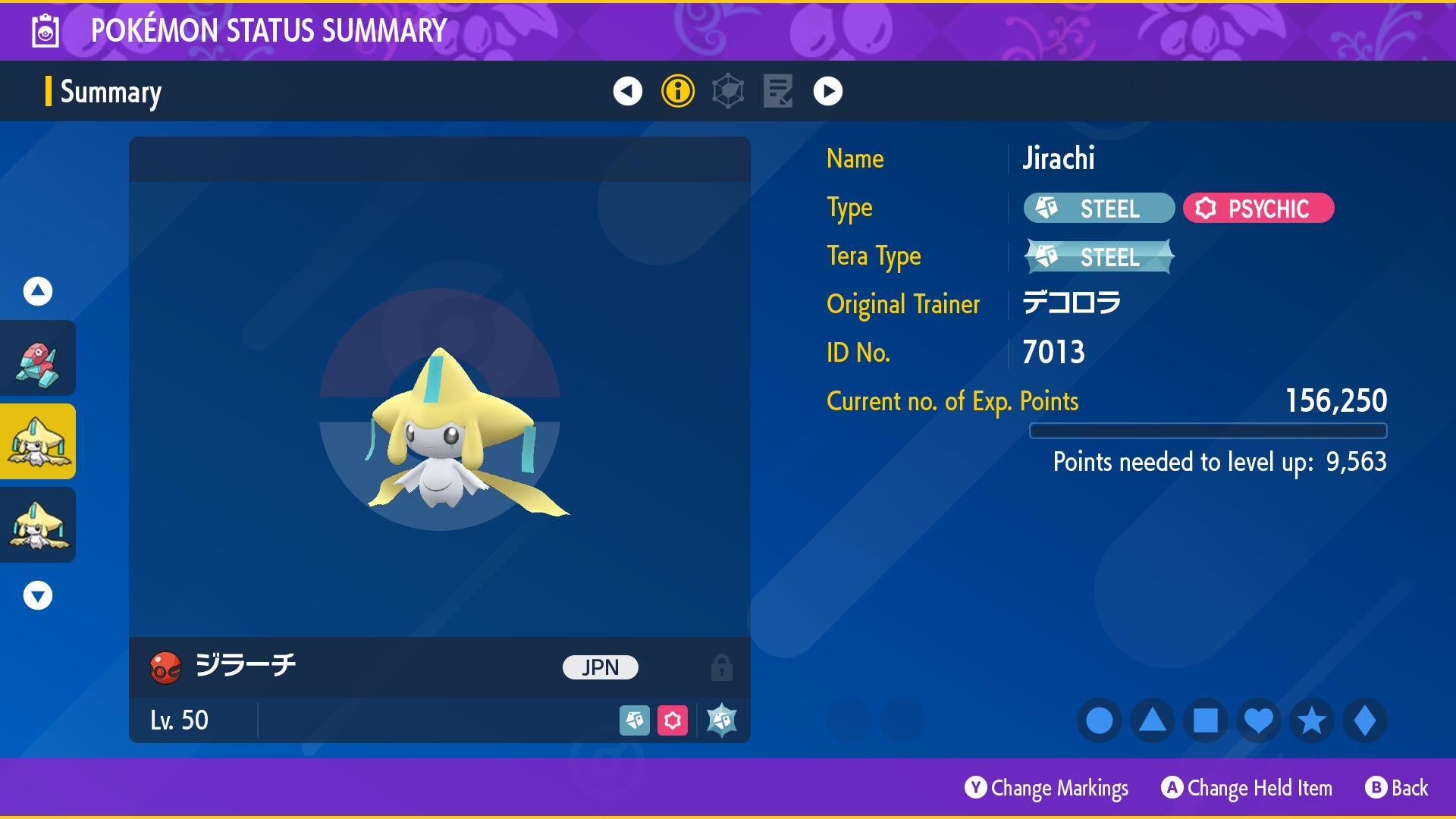 Rare Jirachi Lv. 50 2013 Festival Origin Pokémon HOME Trade Scarlet Violet - Pokémon Scarlet & Violet digital Pokémon trade