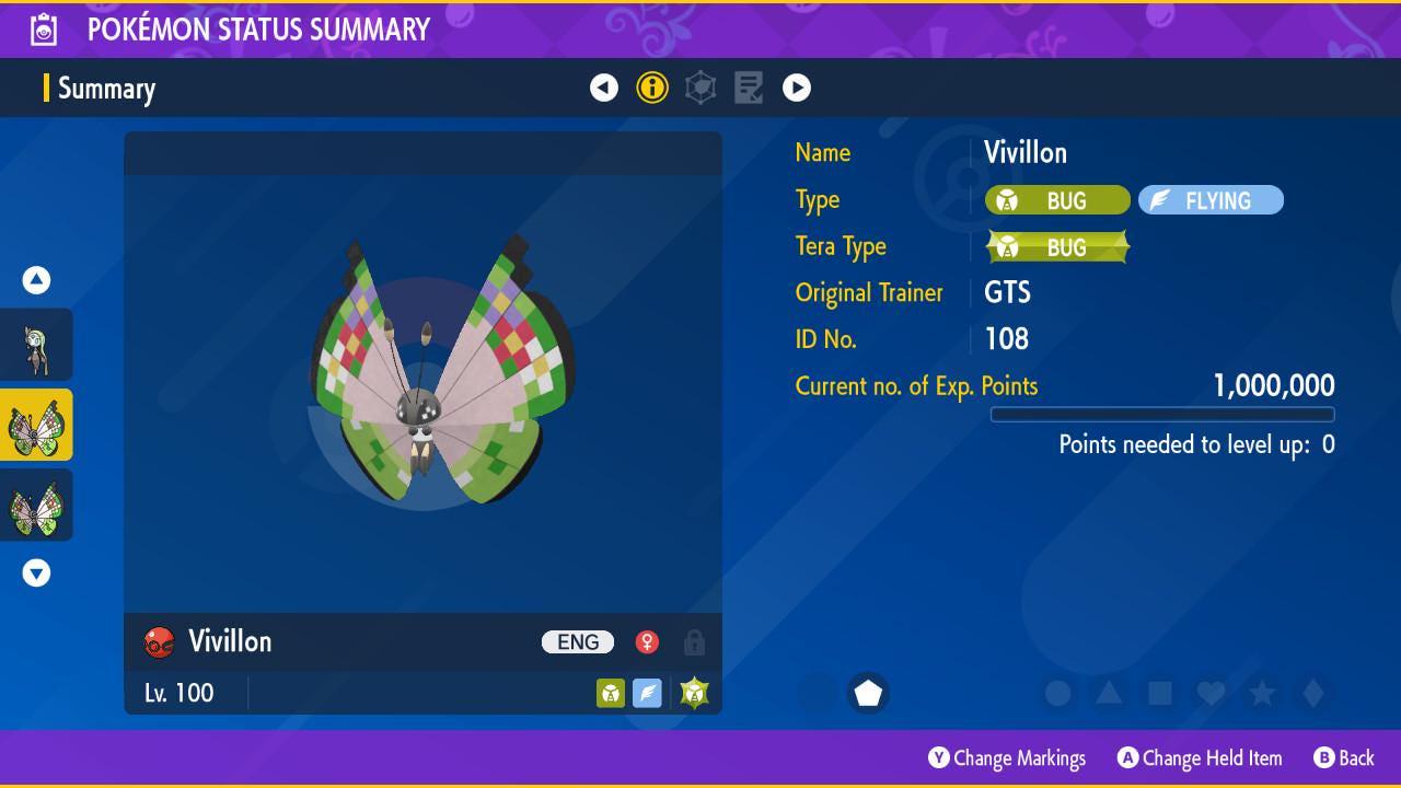 FANCY VIVILLON EVENT Pokémon Scarlet Violet 6IV Competitive Battle Ready - Pokémon Scarlet & Violet digital Pokémon trade by