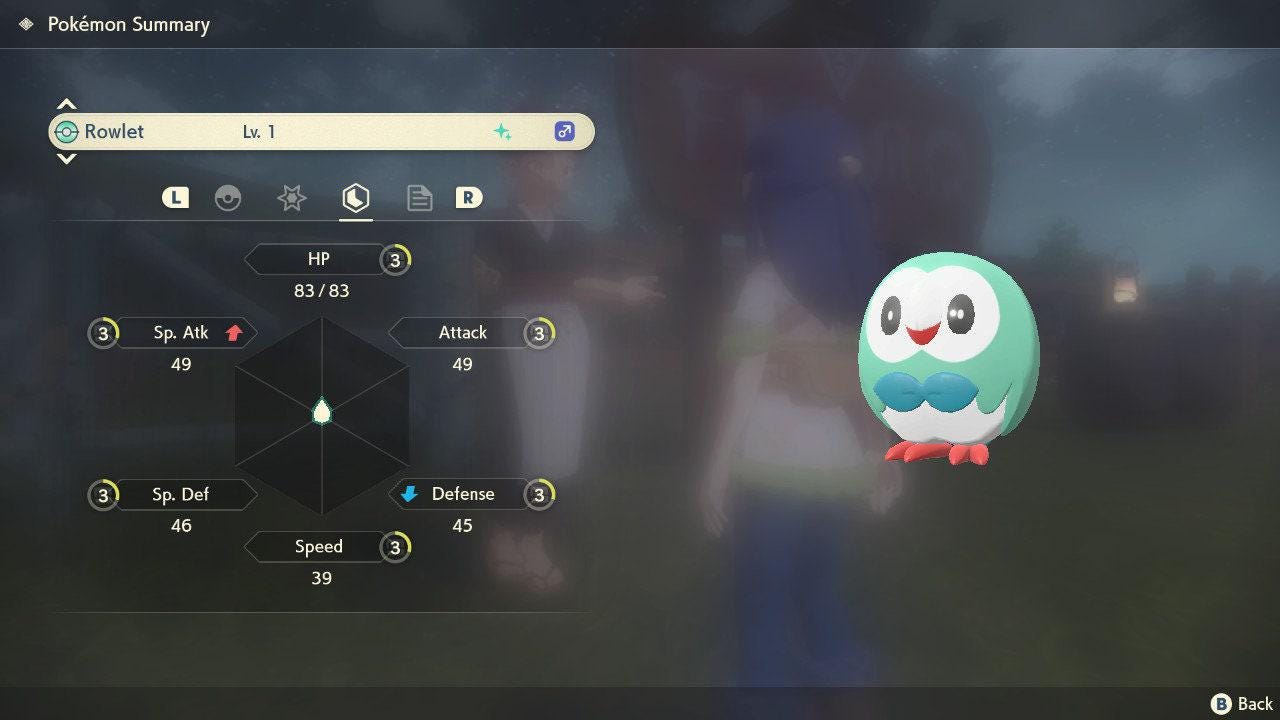 Shiny ROWLET Pokemon Legends Arceus 6IV Competitive Battle Ready - Pokémon Legends: Arceus digital Pokémon trade image 3