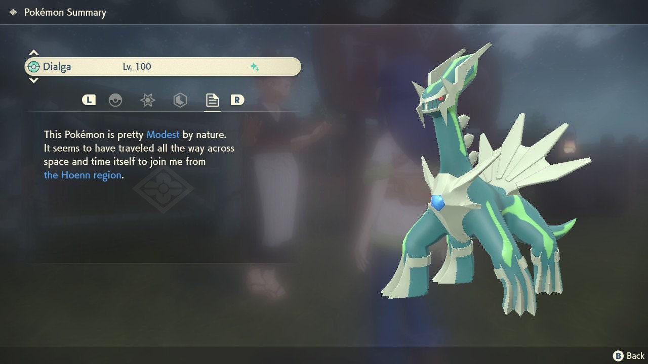 Shiny Dialga Pokemon Legends Arceus 6IV Competitive Battle Ready - Pokémon Legends: Arceus digital Pokémon trade image 4