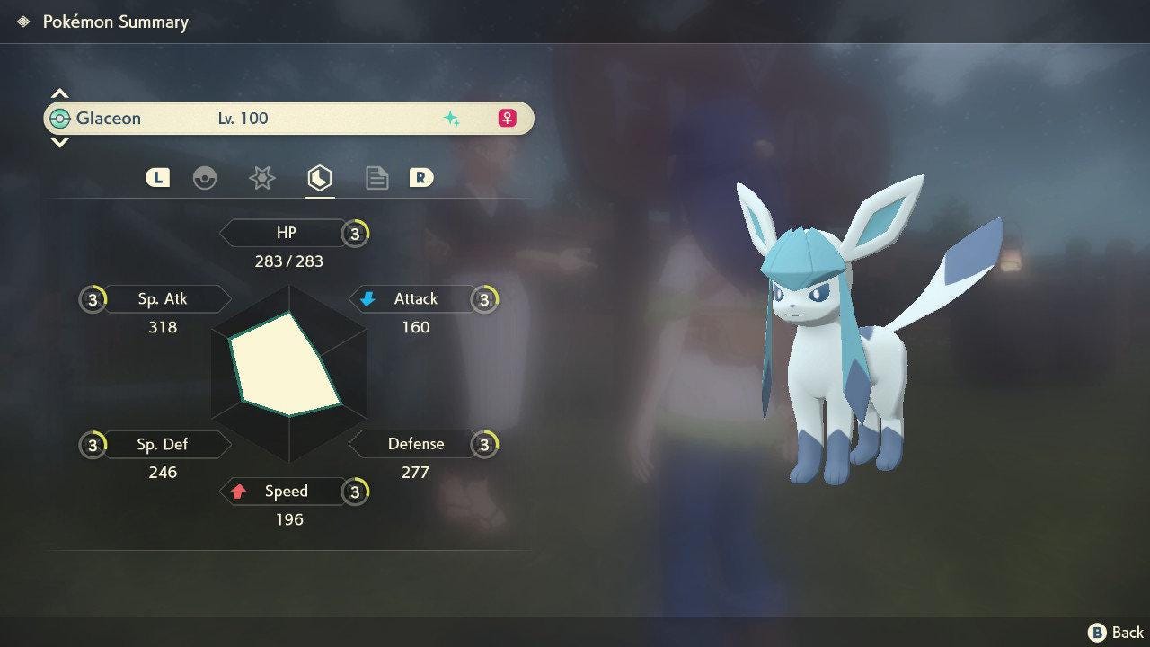 Shiny GLACEON Pokemon Legends Arceus 6IV Competitive Battle Ready - Pokémon Legends: Arceus digital Pokémon trade image 2