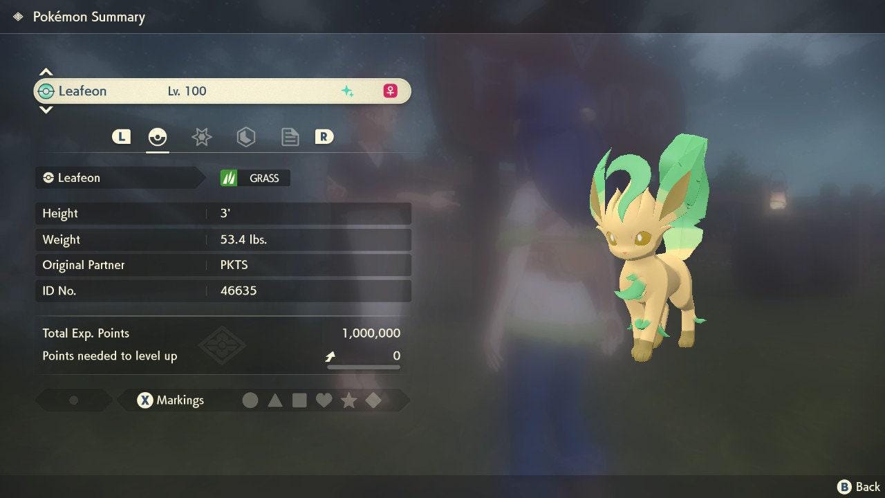 Shiny LEAFEON Pokemon Legends Arceus 6IV Competitive Battle Ready - Pokémon Legends: Arceus digital Pokémon trade image 2