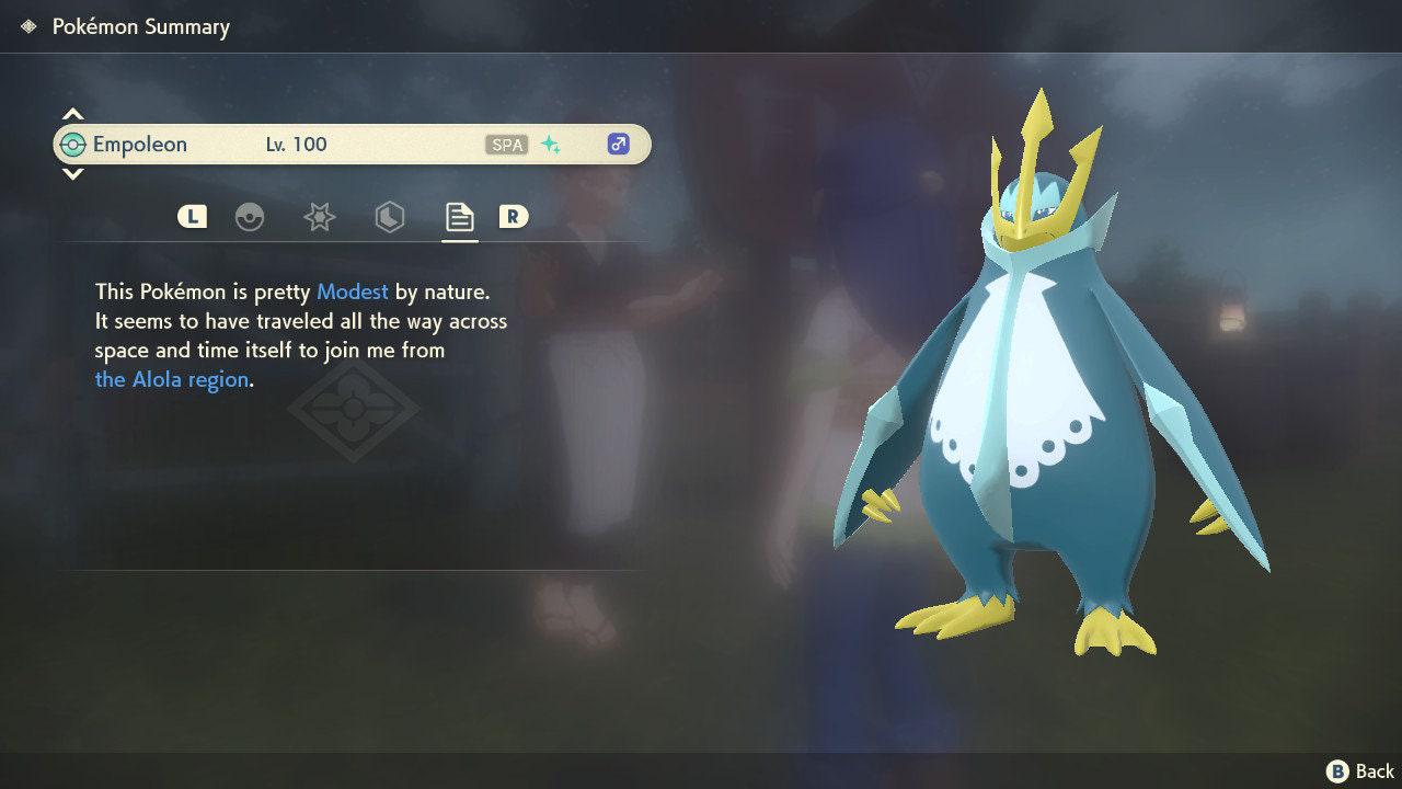 Shiny EMPOLEON Pokemon Legends Arceus 6IV Competitive Battle Ready - Pokémon Legends: Arceus digital Pokémon trade image 3