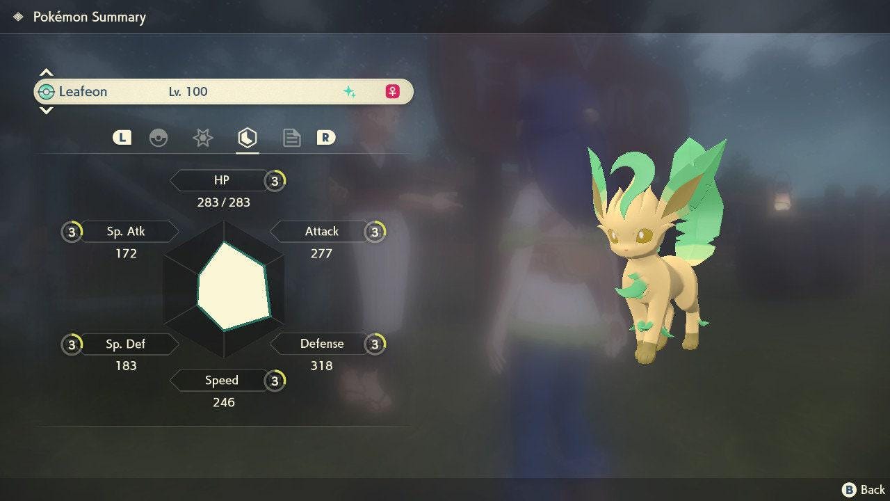 Shiny LEAFEON Pokemon Legends Arceus 6IV Competitive Battle Ready - Pokémon Legends: Arceus digital Pokémon trade image 4