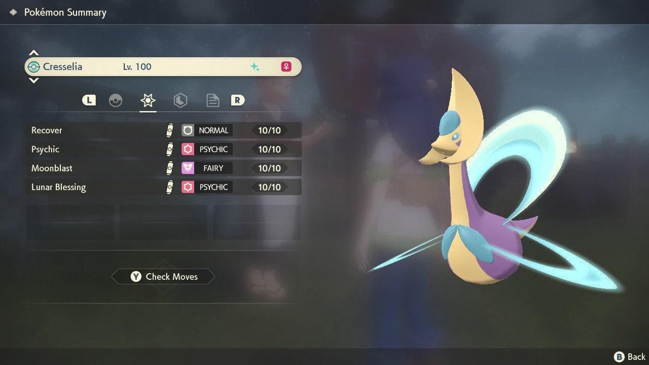 Shiny Cresselia Pokemon Legends Arceus 6IV Competitive Battle Ready - Pokémon Legends: Arceus digital Pokémon trade image 2
