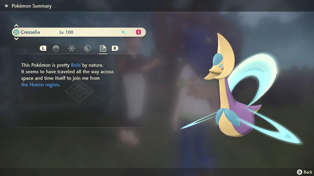 Shiny Cresselia Pokemon Legends Arceus 6IV Competitive Battle Ready - Pokémon Legends: Arceus digital Pokémon trade image 4