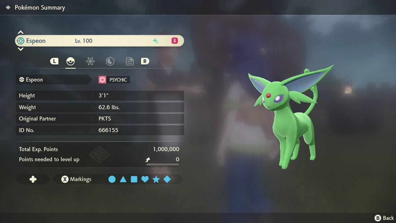 Shiny ESPEON Pokemon Legends Arceus 6IV Competitive Battle Ready - Pokémon Legends: Arceus digital Pokémon trade image 2