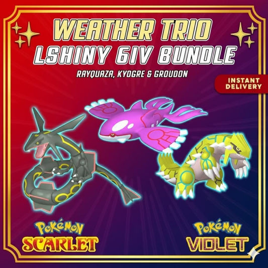 SHINY Kyogre, Groudon, Rayquaza Bundle Pack 6IV EV Pokémon Scarlet and Violet 6IV - Pokémon Scarlet & Violet digital Pokémon