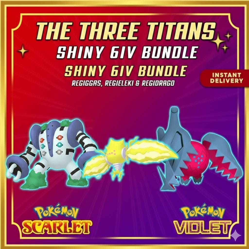SHINY Regigigas, Regieleki, Regidraco Bundle Pack 6IV EV Pokémon Scarlet and - Pokémon Scarlet & Violet digital Pokémon trade
