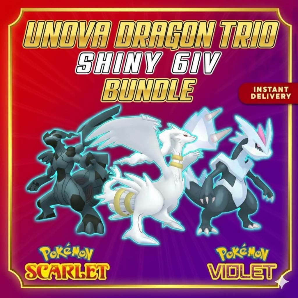 Shiny Zekrom Reshiram Kyurem Bundle 6IV Battle Ready Scarlet Violet - Pokémon Scarlet & Violet digital Pokémon trade by