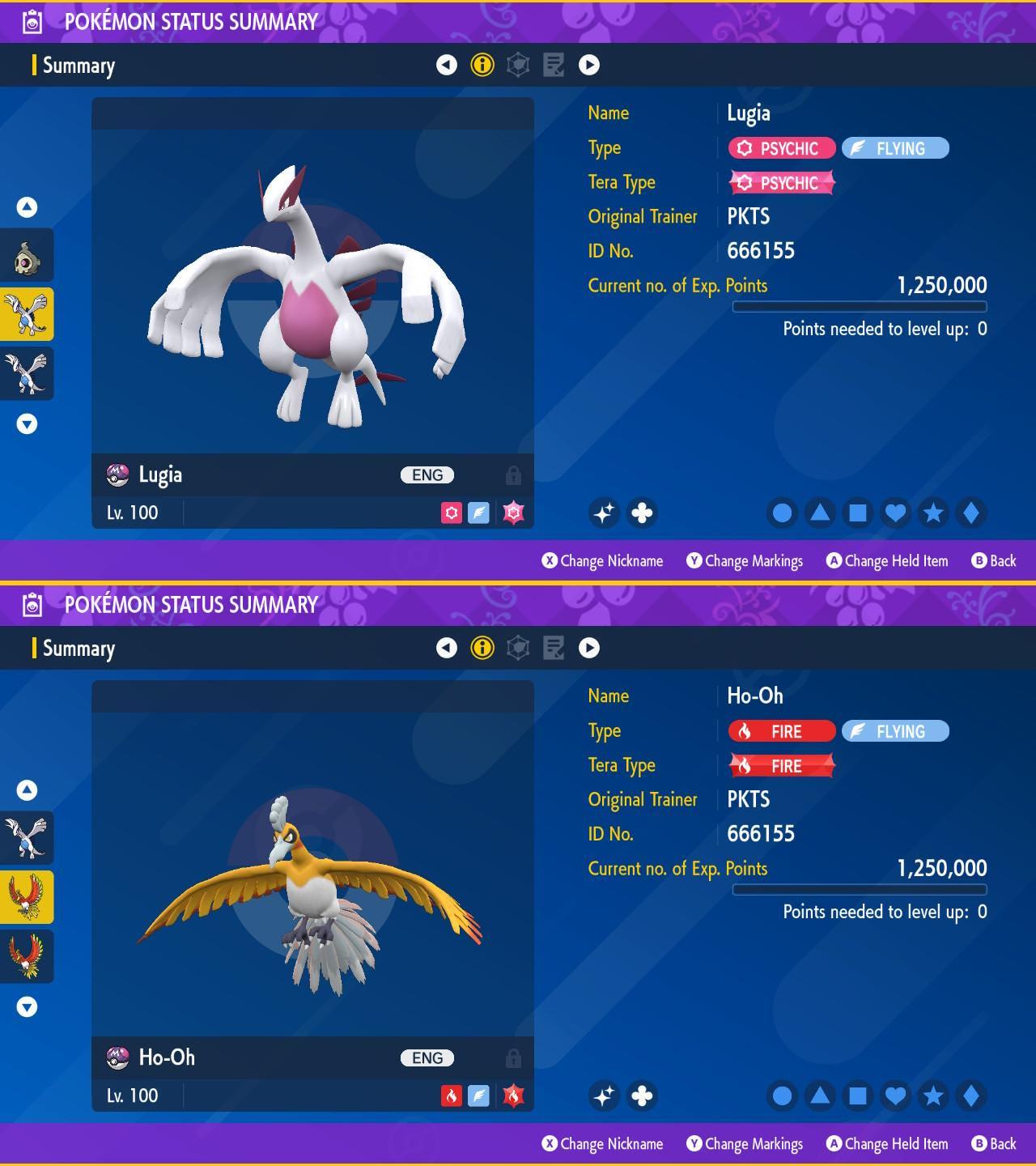 SHINY Lugia, Ho Oh Bundle Pack 6IV EV Pokémon Scarlet and Violet 6IV Competitive - Pokémon Scarlet & Violet digital Pokémon