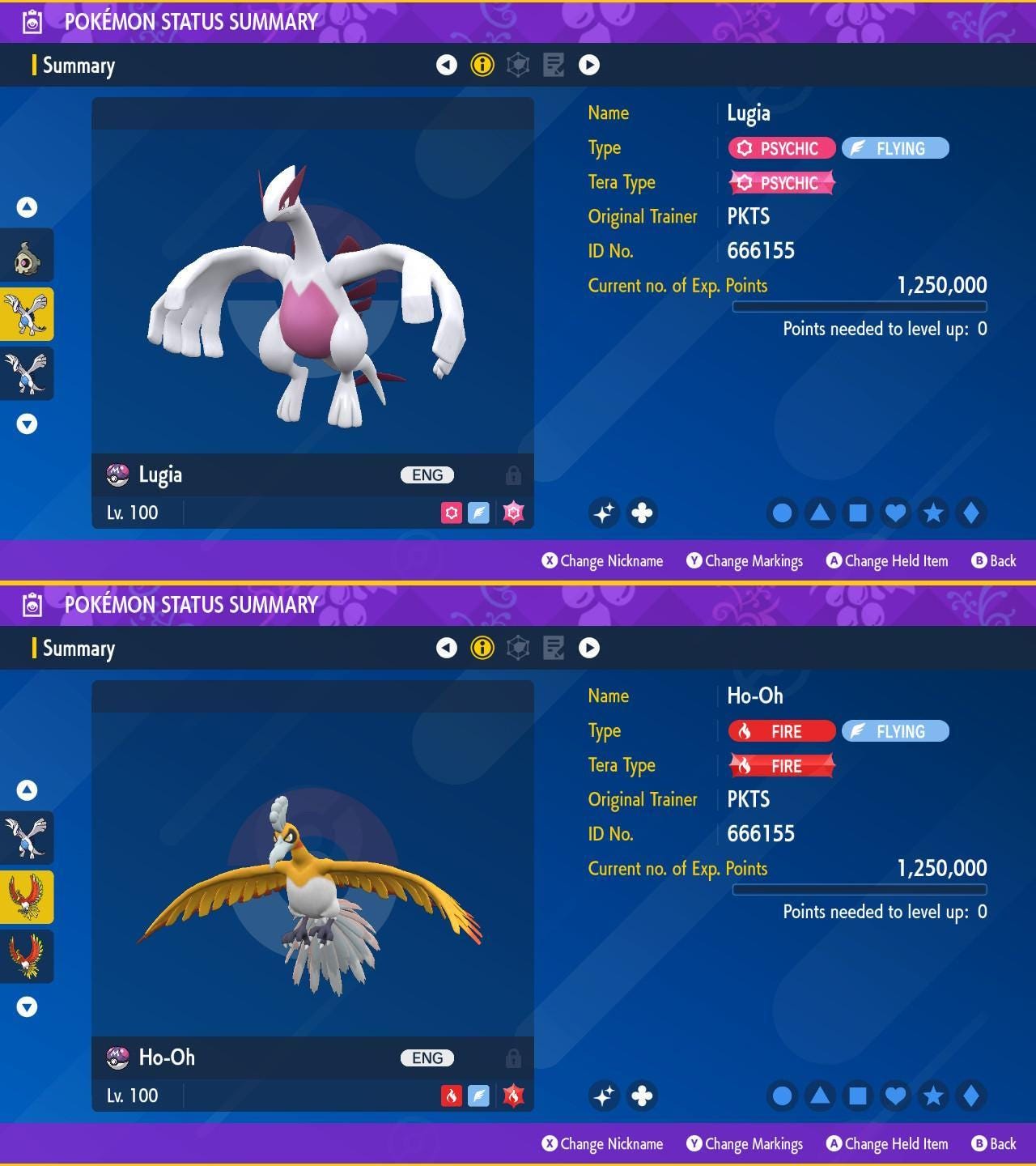 SHINY Lugia, Ho Oh Bundle Pack 6IV EV Pokémon Scarlet and Violet 6IV Competitive Battle Ready – image 2