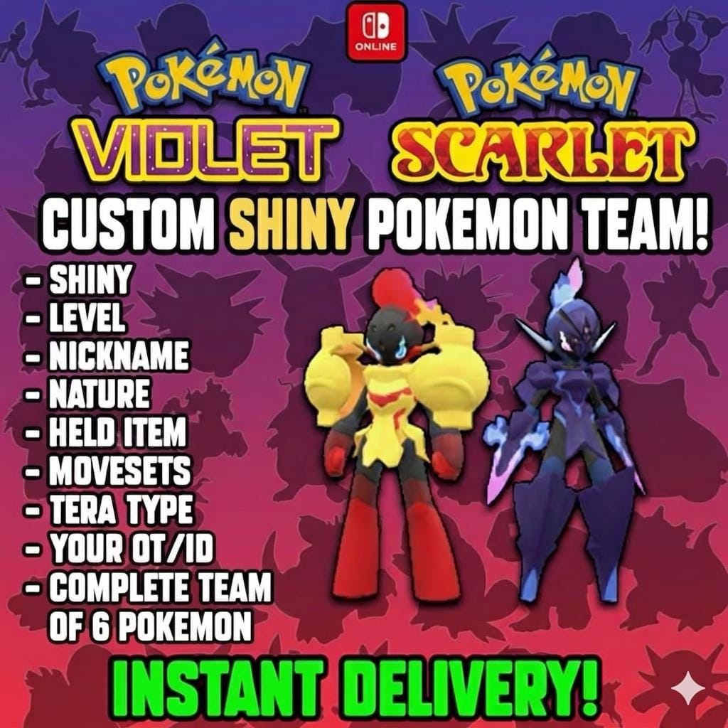 Pokemon Scarlet Violet – PKTS Custom 6IV Legendary Shiny Team (6 Pokémon) – Any - Pokémon Scarlet & Violet digital Pokémon