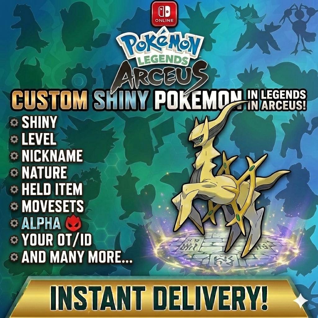CUSTOM SHINY POKEMON Legends Arceus Pokopia Ready Any Species Battle Ready 6IV - Pokémon Legends: Arceus digital Pokémon
