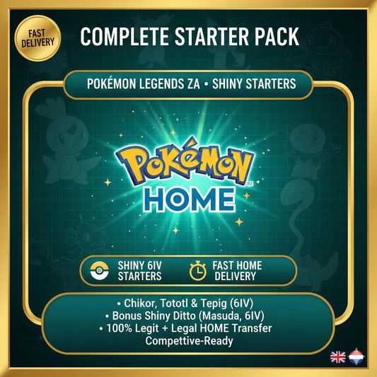 HOME TRANSFER Pokémon Legends Za Shiny Starter Pack + Masuda Ditto Chikorita - Pokémon Legends: Z-A digital Pokémon trade by