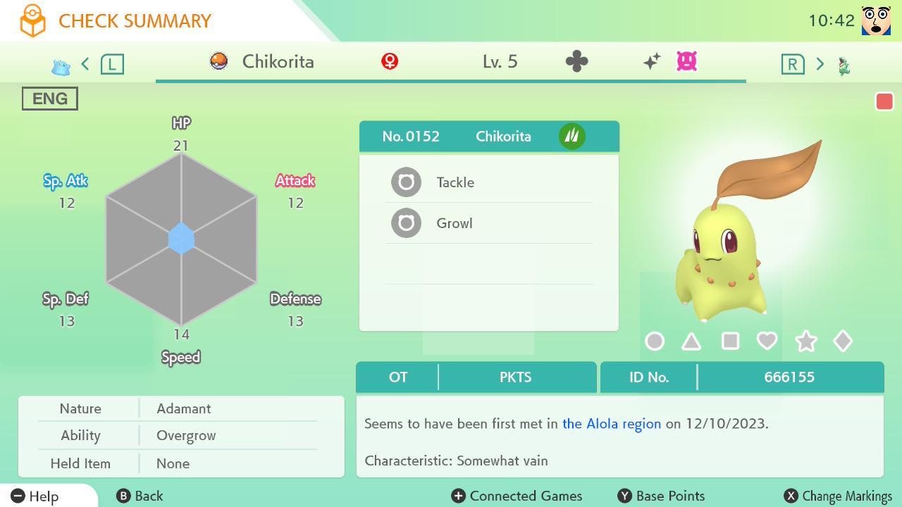 HOME TRANSFER Pokémon Legends Za Shiny Starter Pack + Masuda Ditto Chikorita - Pokémon Legends: Z-A digital Pokémon trade