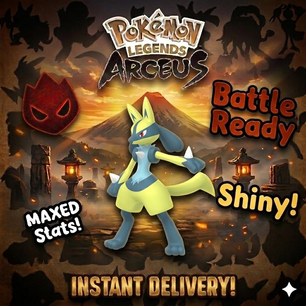 Shiny Alpha Lucario Pokemon Legends Arceus 6IV Competitive Battle Ready - Pokémon Legends: Arceus digital Pokémon trade by