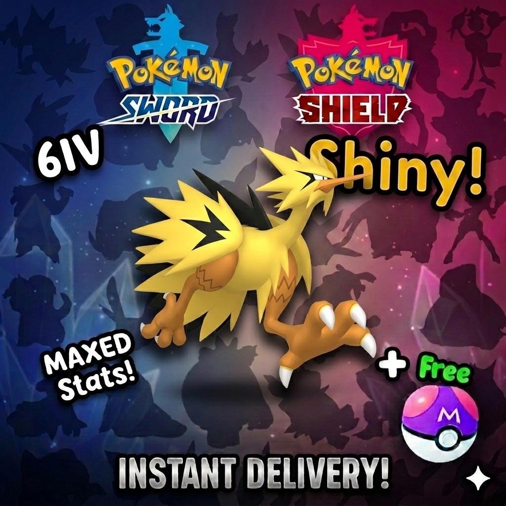 Shiny Galarian Zapdos Pokemon Sword Shield 6IV Competitive Battle Ready - Pokémon Sword & Shield digital Pokémon trade by