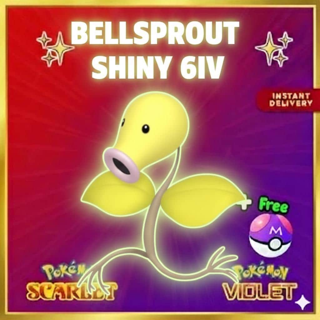 Pokemon Scarlet and Violet Shiny BELLSPROUT 6IV Competitive Battle Ready - Pokémon Scarlet & Violet digital Pokémon trade by